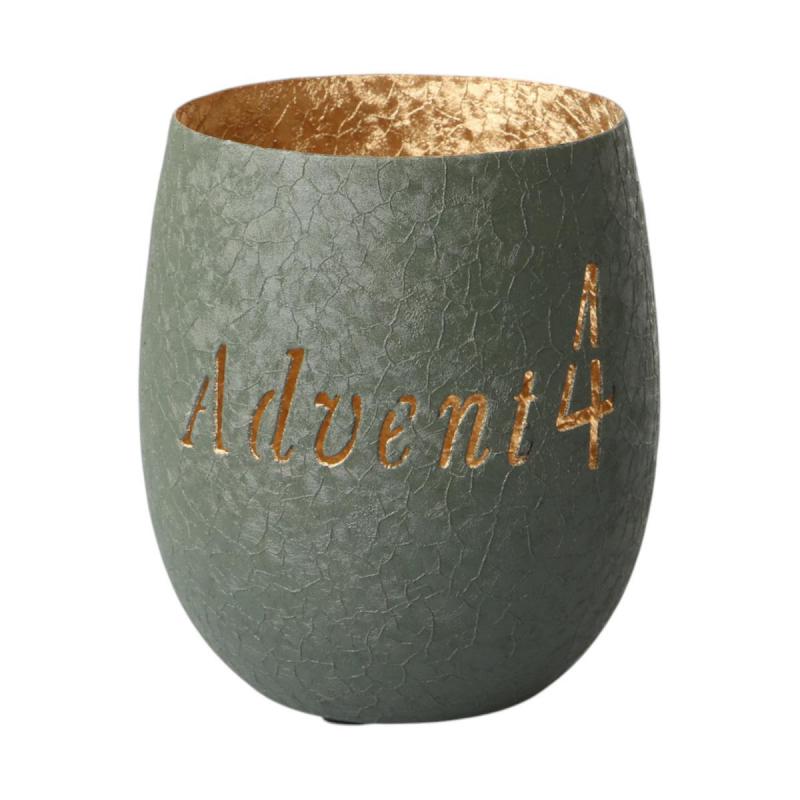 Windlicht "4.Advent" gr&uuml;n