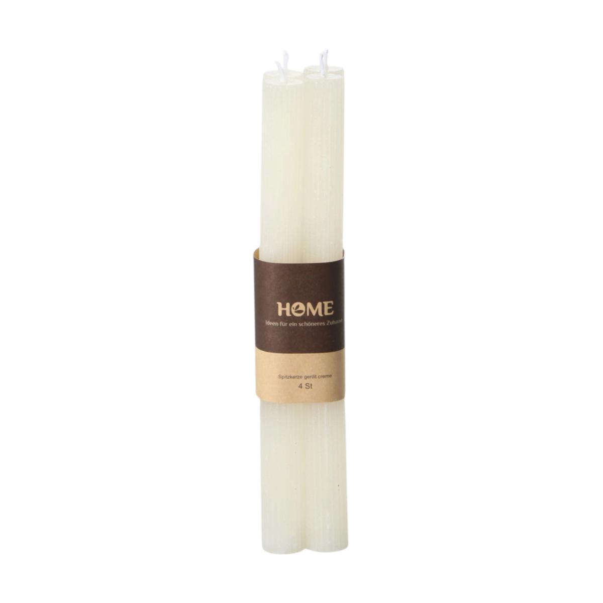 Spitzkerze gerillt creme