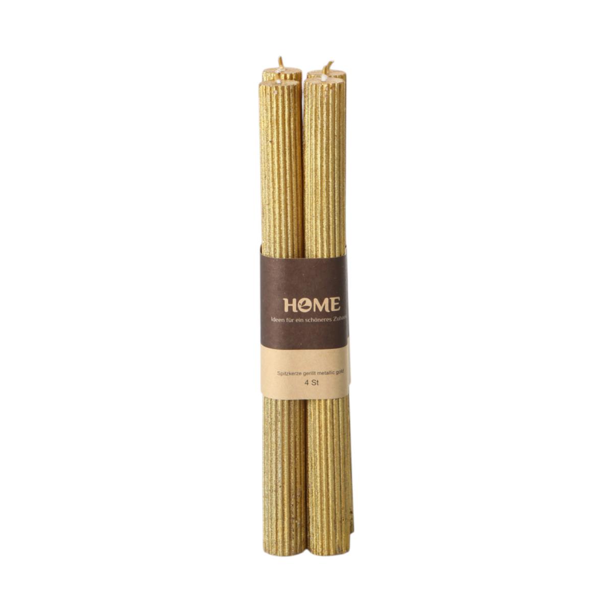 Spitzkerze gerillt metallic gold