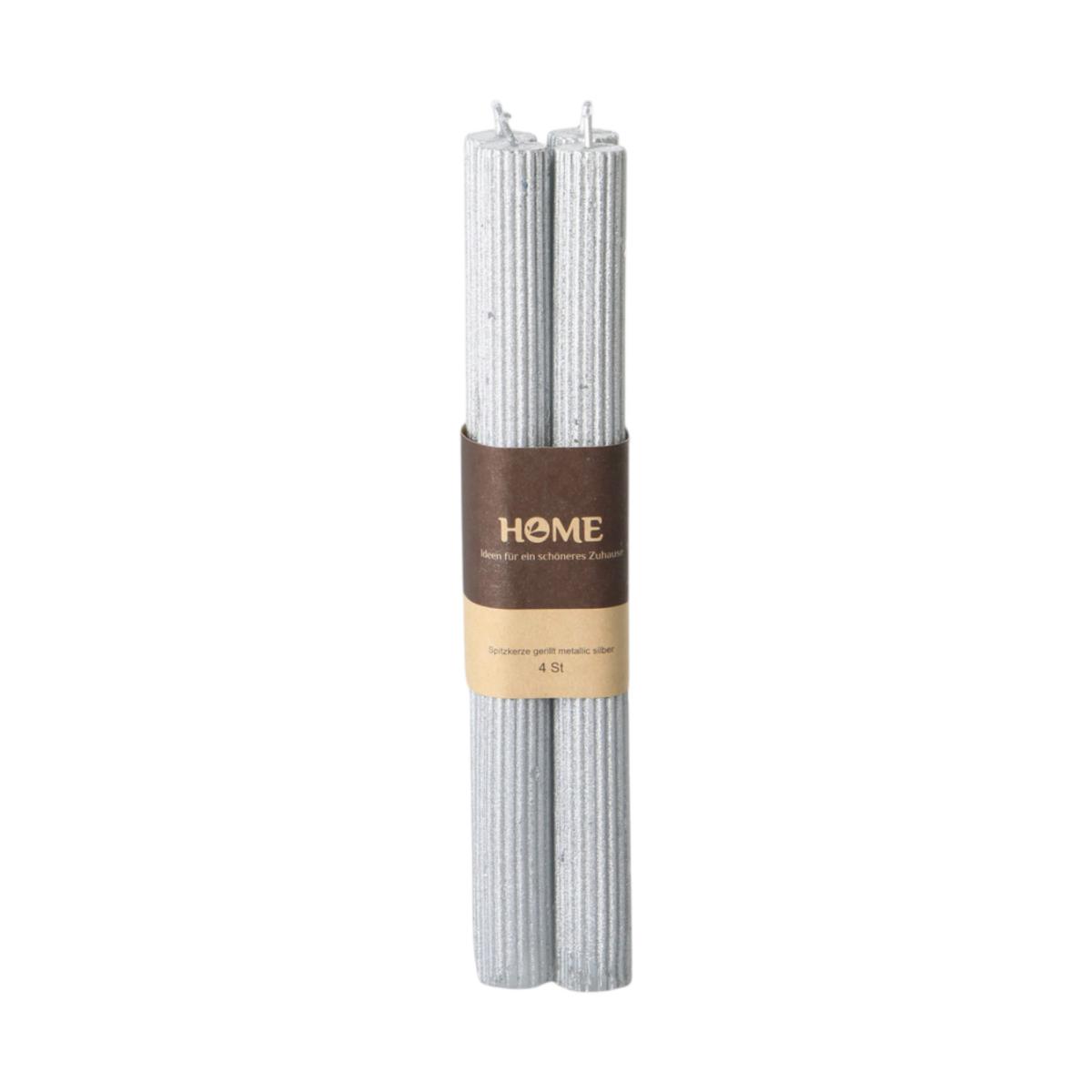 Spitzkerze gerillt metallic silber
