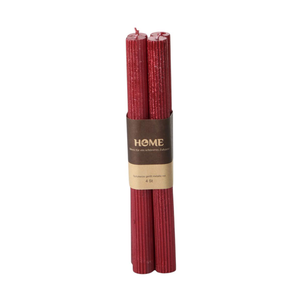 Spitzkerze gerillt metallic rot