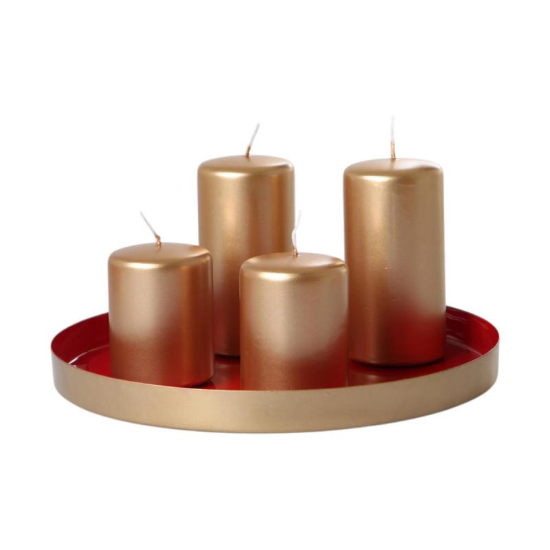 Kerzenteller rot/gold