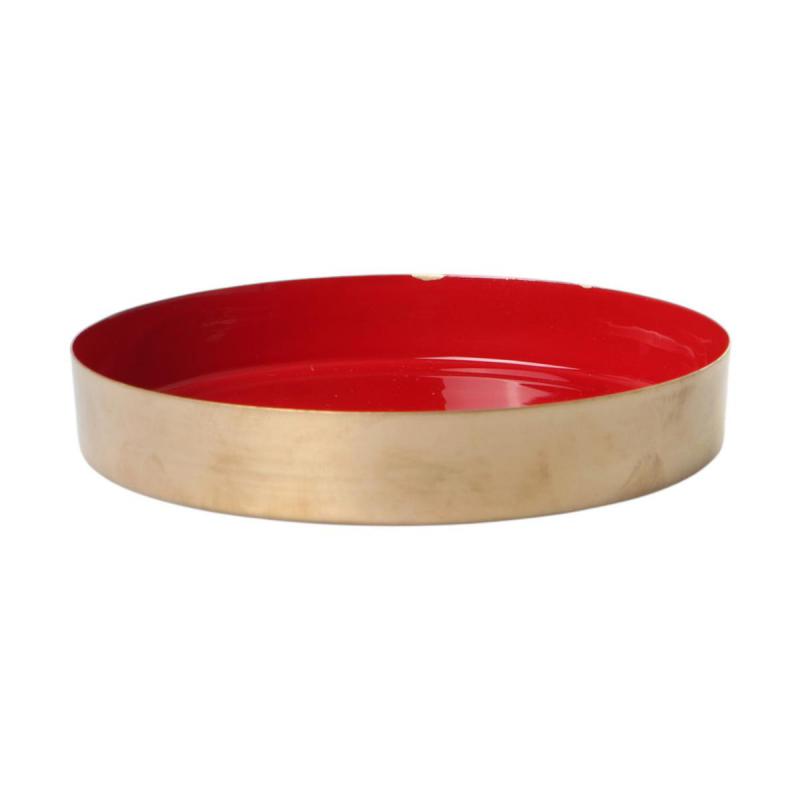 Kerzenteller rot/gold