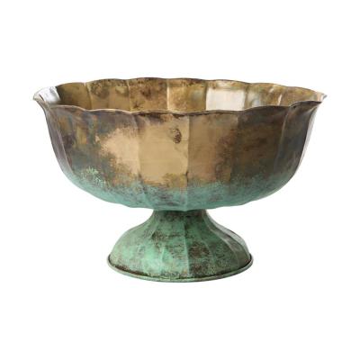 Metall-Pokal bauchig Messing oxidiert