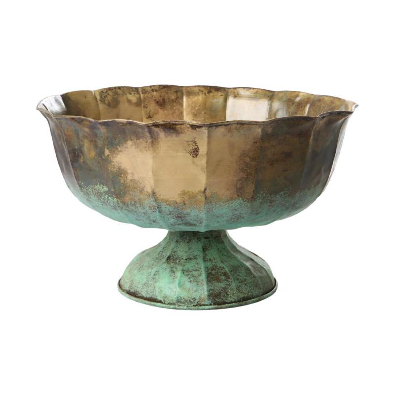 Metall-Pokal bauchig Messing oxidiert