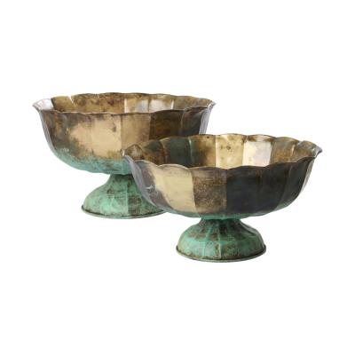 Metall-Pokal bauchig Messing oxidiert