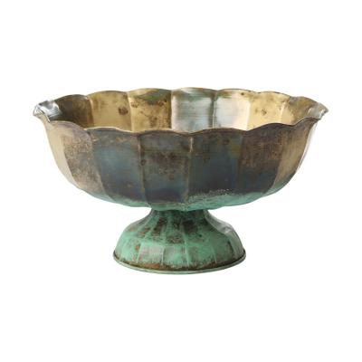 Metall-Pokal bauchig Messing oxidiert