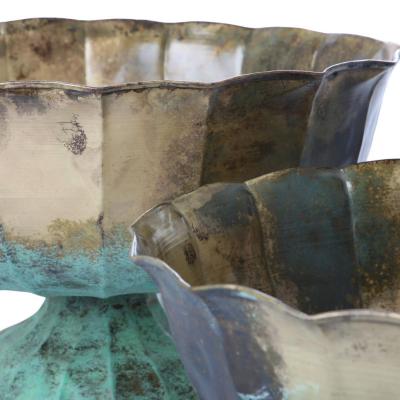 Metall-Pokal bauchig Messing oxidiert