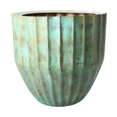 Metall-Topf gr&uuml;n Messing oxidiert