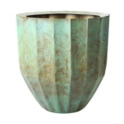 Metall-Topf gr&uuml;n Messing oxidiert