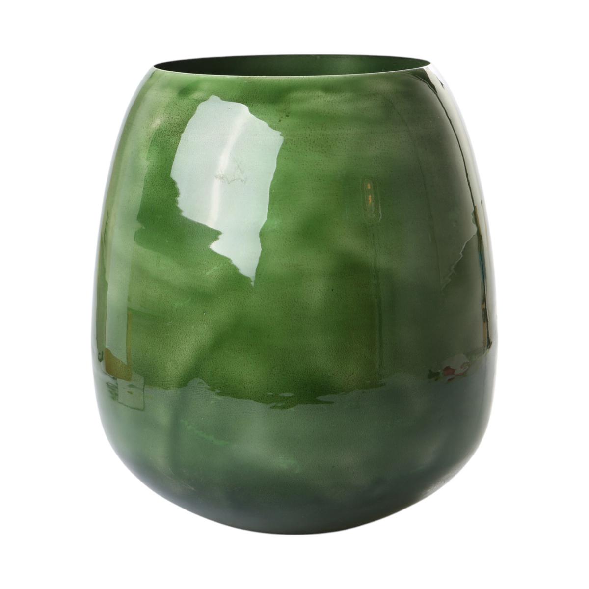 Metall-Vase gr&uuml;n emalliert