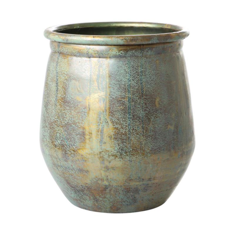 Metall-Topf hoch Messing oxidiert