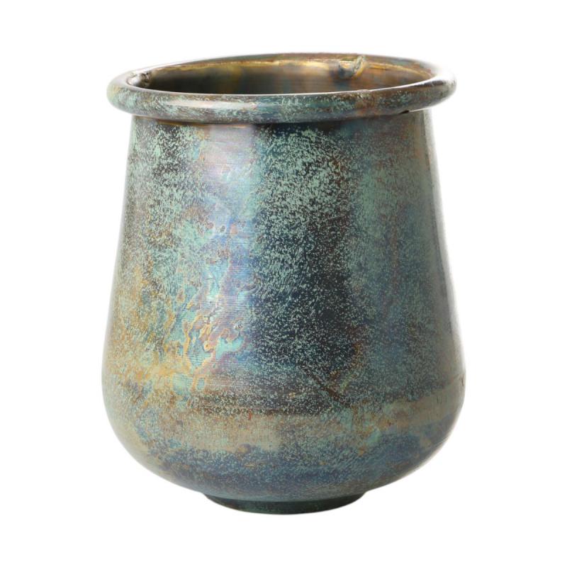 Metall-Topf hoch Messing oxidiert