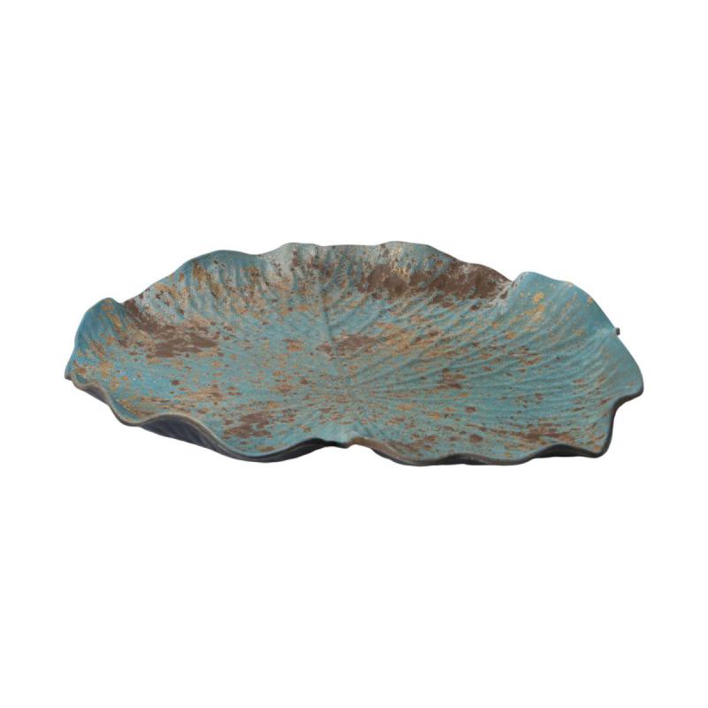 KS-Teller Blattform blau/glod Rostoptik