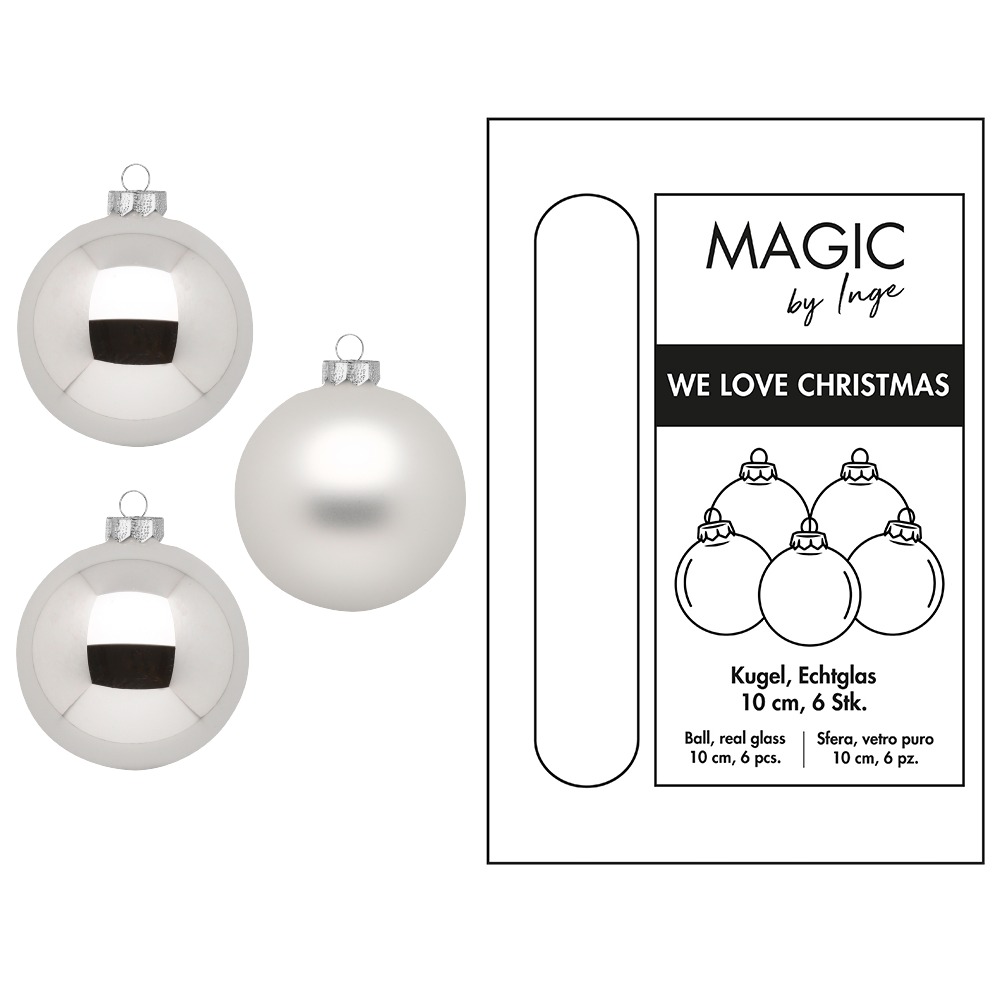Weihnachtskugel Glas Frosty Silver