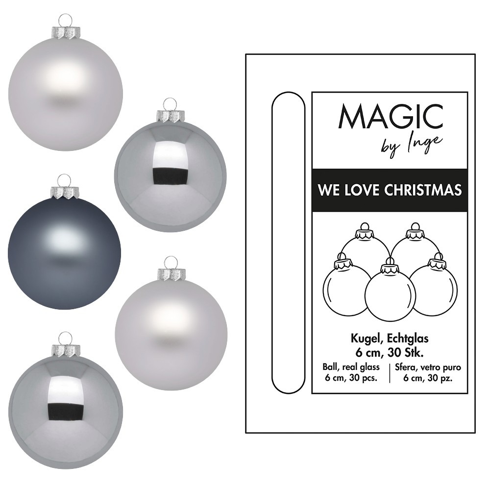 Weihnachtskugel Glas Hazy Grey