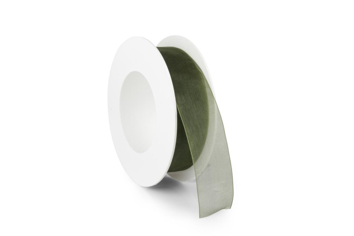 Organza mit Webkante olivgrün