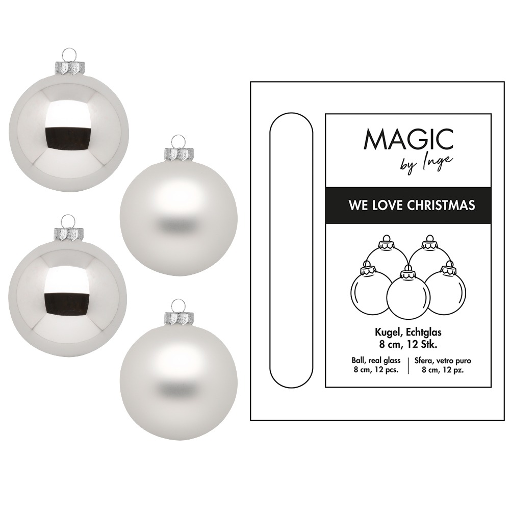 Weihnachtskugel Glas Frosty Silver