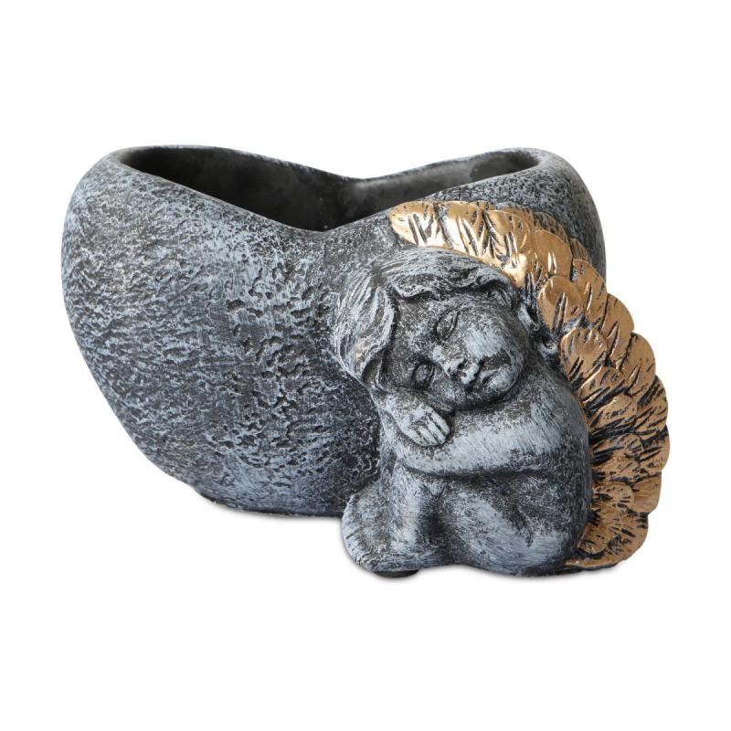 Zementtopf-Herz mit Engel