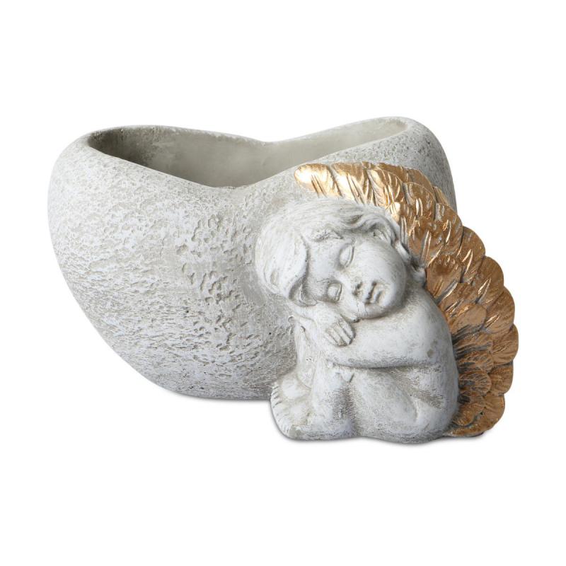 Zementtopf-Herz mit Engel