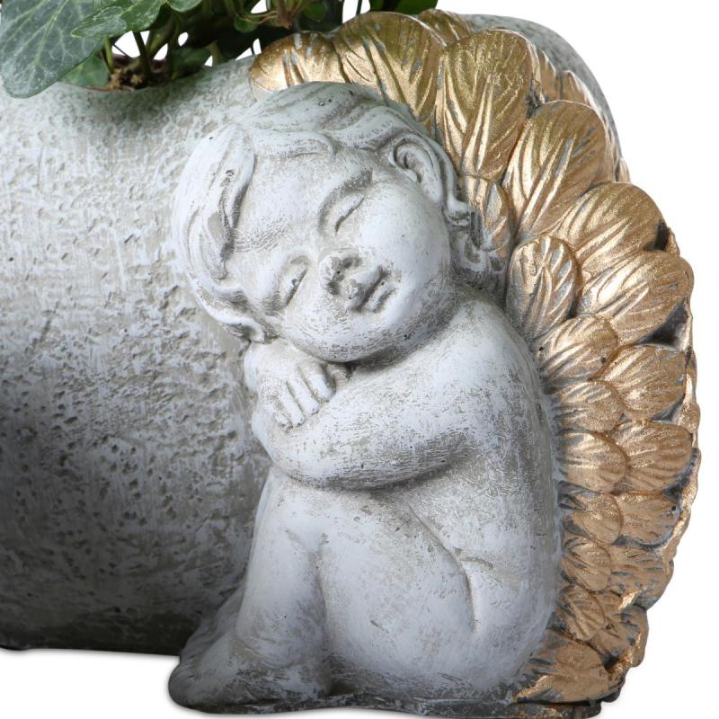 Zementtopf-Herz mit Engel