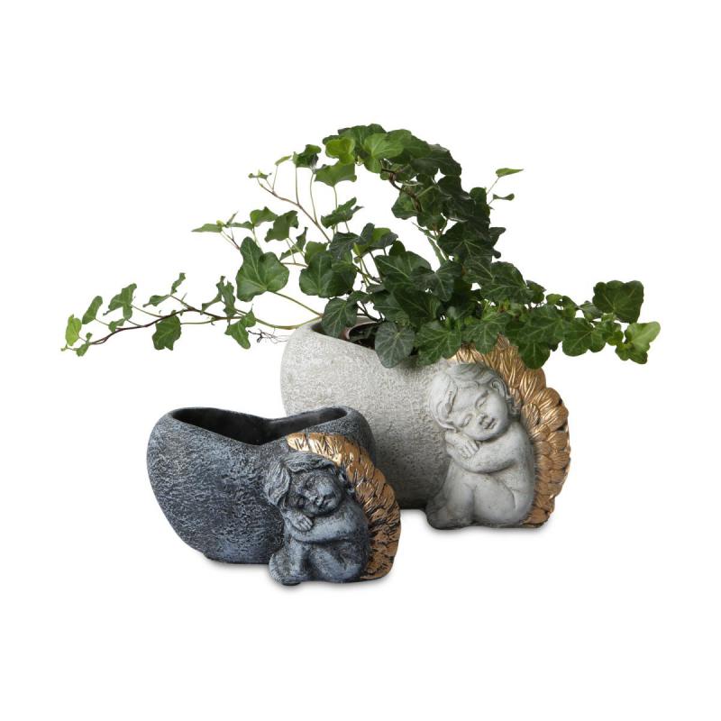 Zementtopf-Herz mit Engel