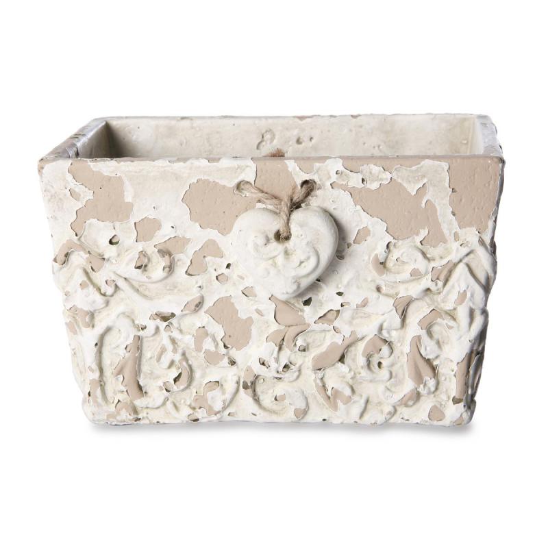 Antik-Schale eckig mit Herzh&auml;nger