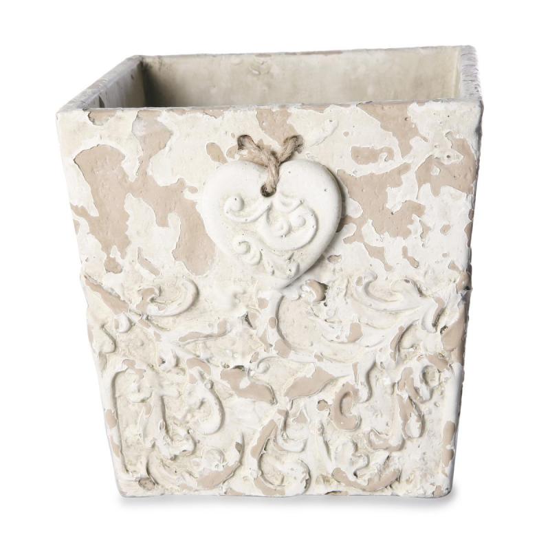 Antik-Topf eckig mit Herzhänger