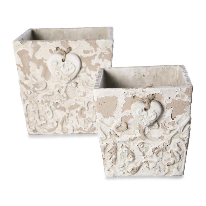 Antik-Topf eckig mit Herzhänger