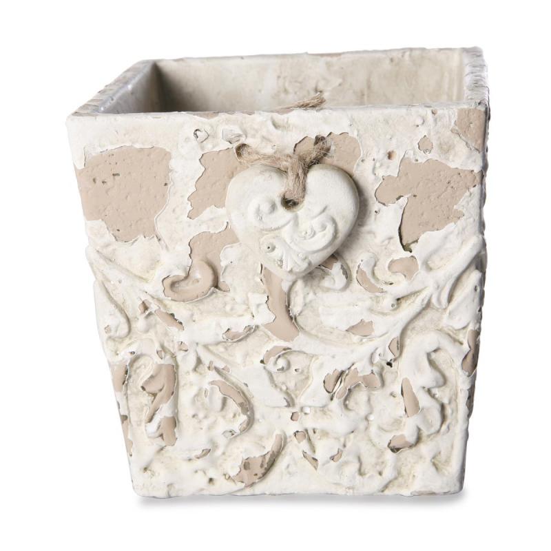 Antik-Topf eckig mit Herzhänger