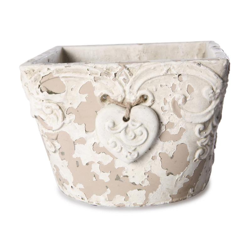 Antik-Topf quadratisch mit Herzhänger