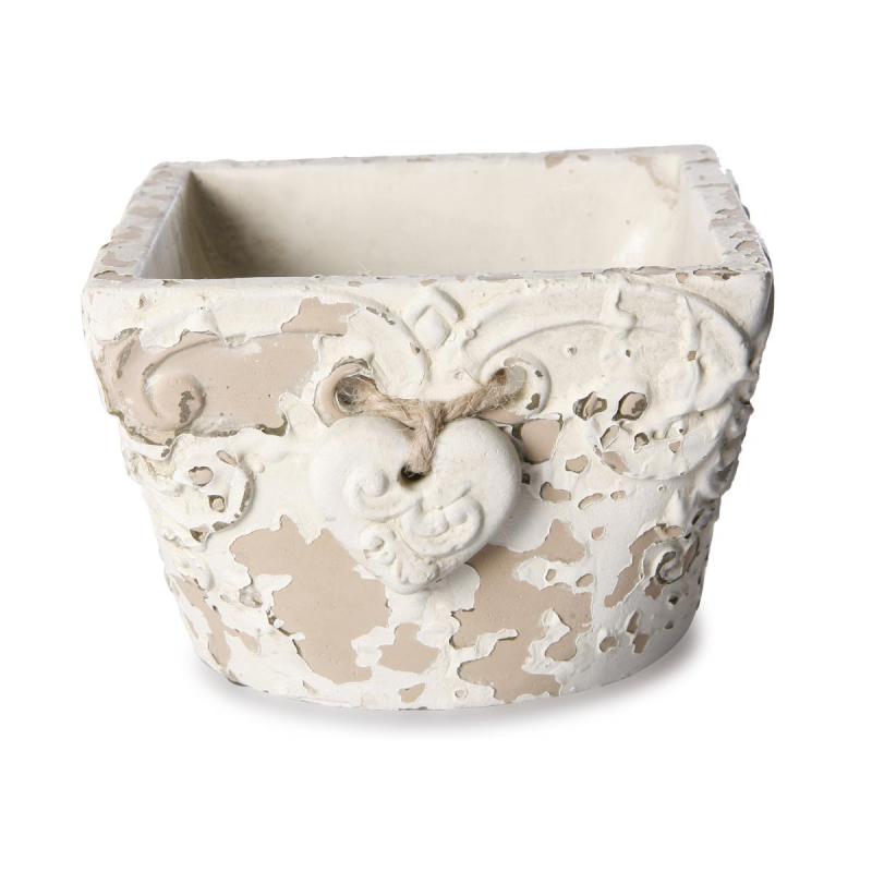 Antik-Topf quadratisch mit Herzhänger