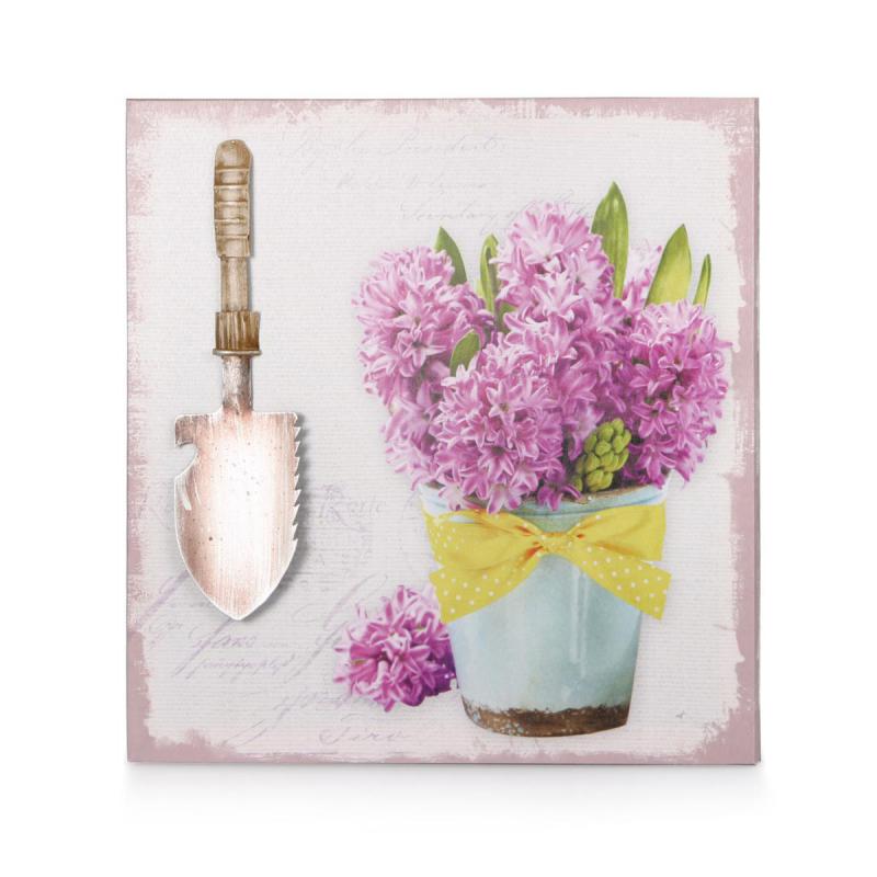 Bild Blumen im Glastopf und Blechschaufel