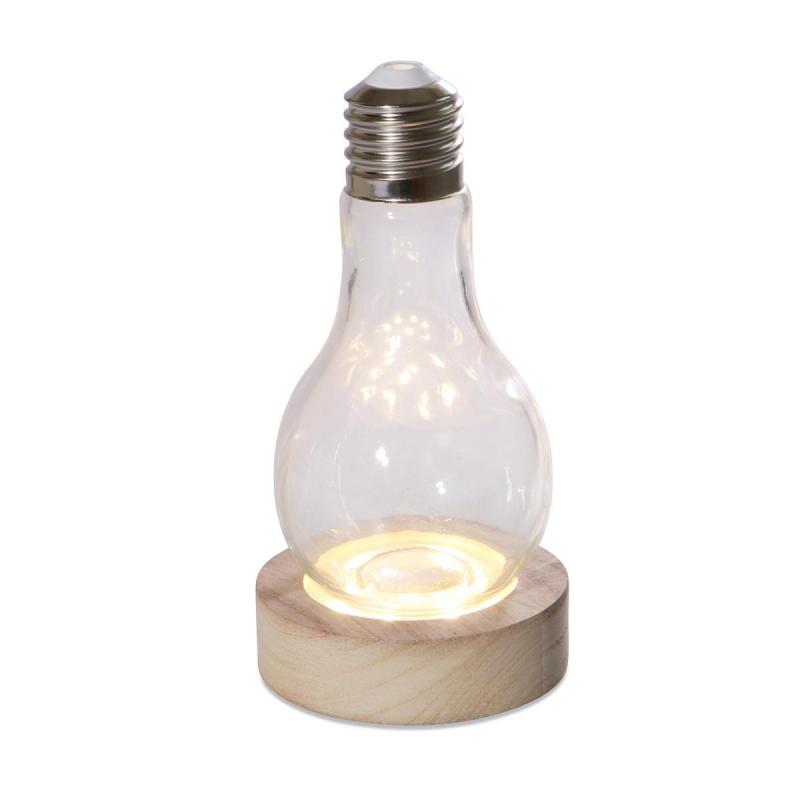 Glühbirne mit Holzständer mit LED