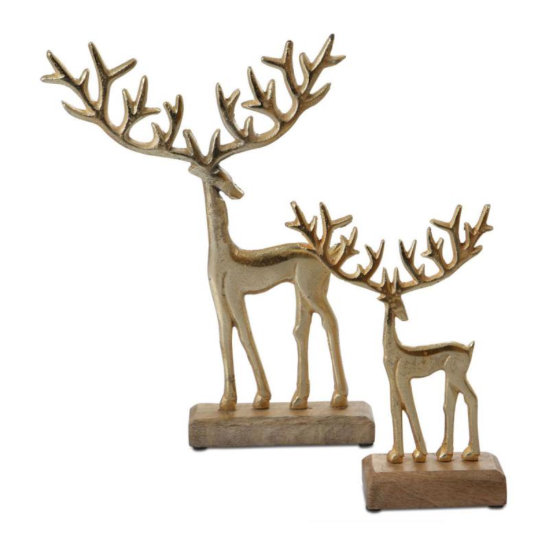 Hirsch Alu auf Holz gold