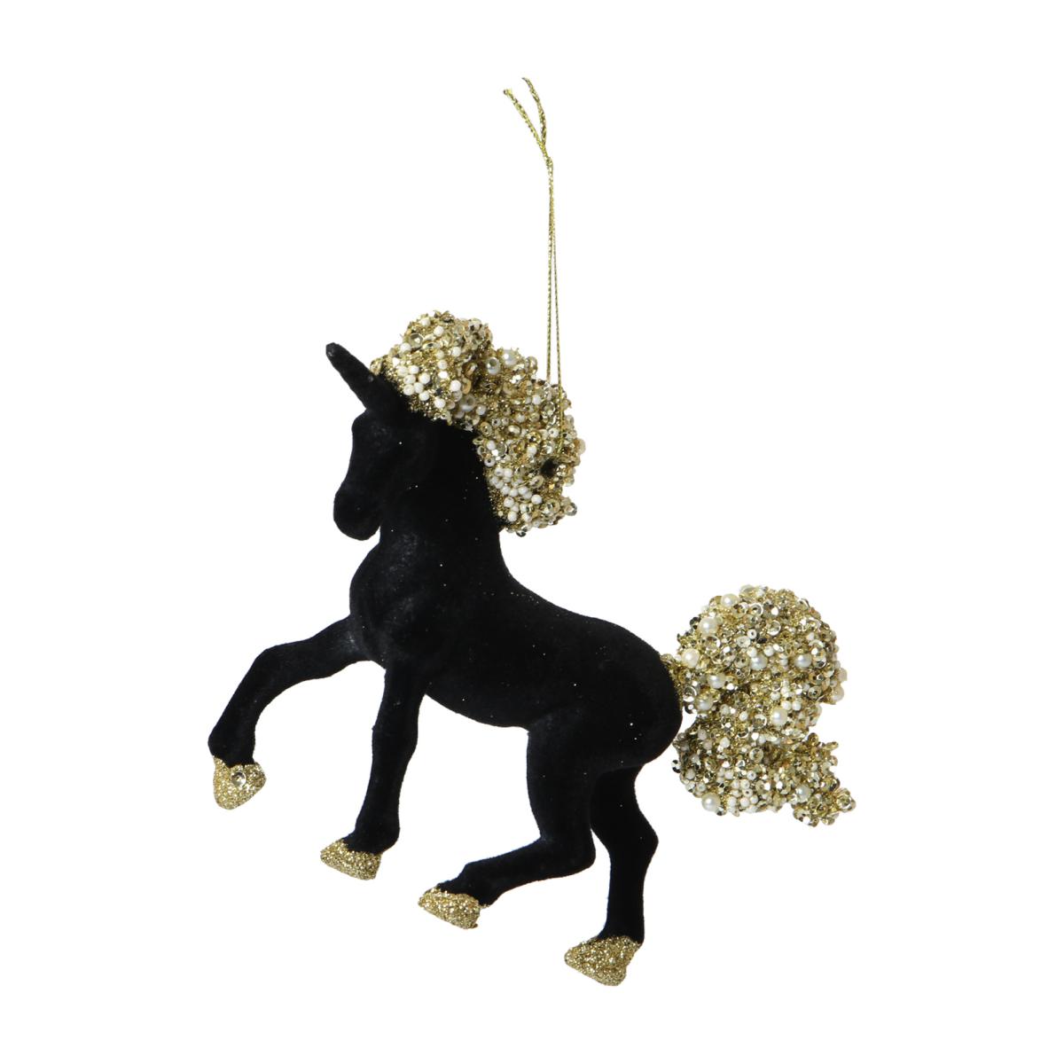 Einhornhänger beflockt schwarz