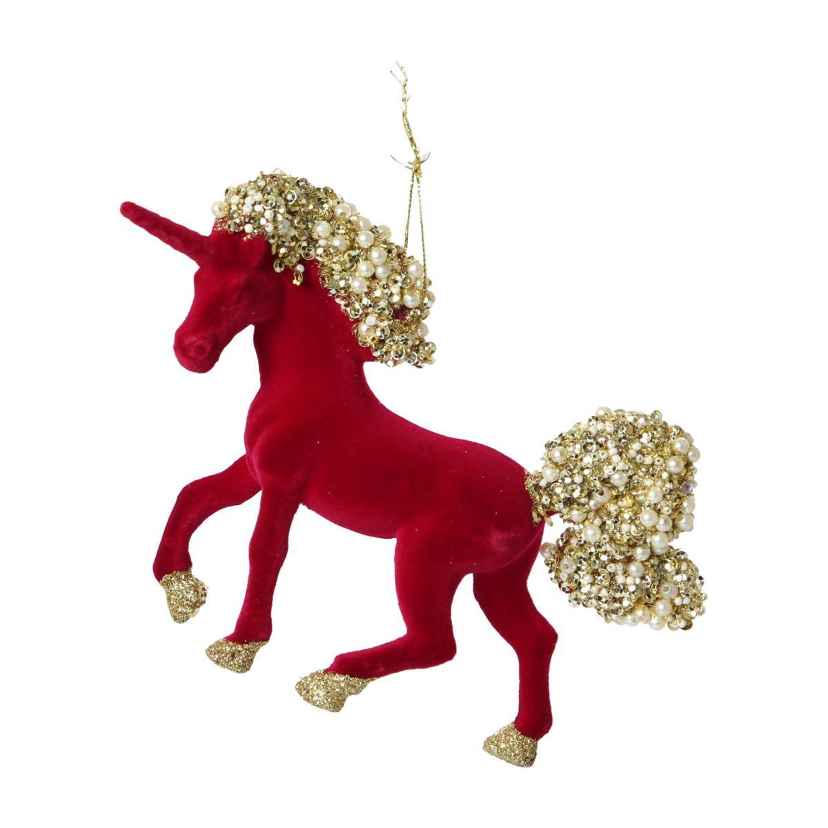 Einhornhänger beflockt rot