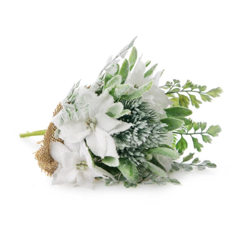 Poinsettien-Strauß beschneit