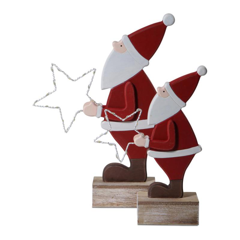 Holz Weihnachtsmann mit LED-Stern