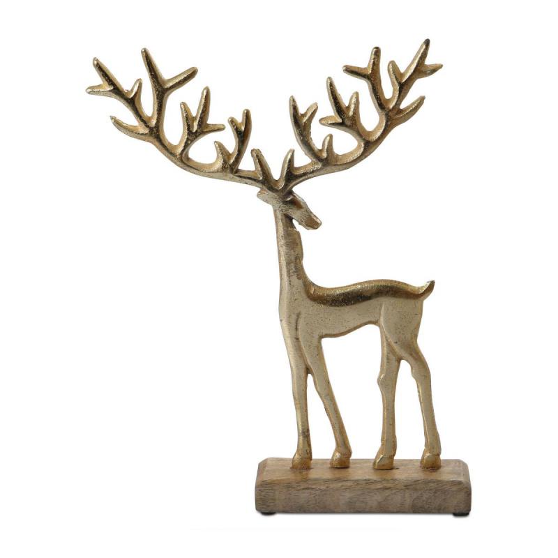 Hirsch Alu auf Holz gold