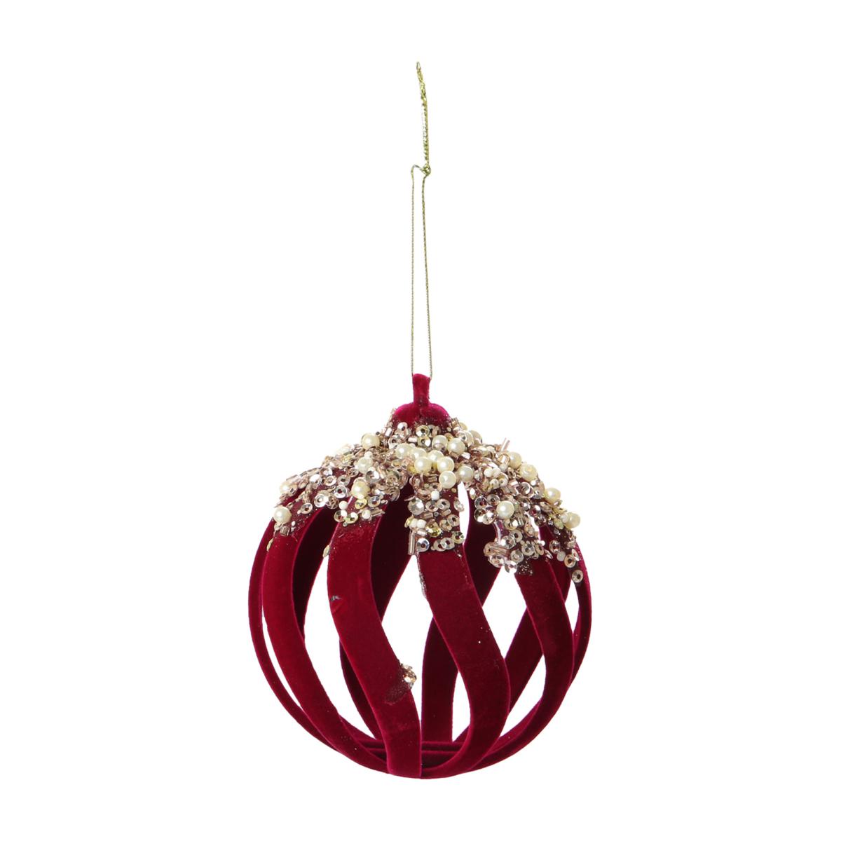 Weihnachtskugel beflockt mit Glitter rot