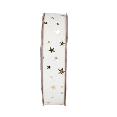Band Samt mit Sternen creme