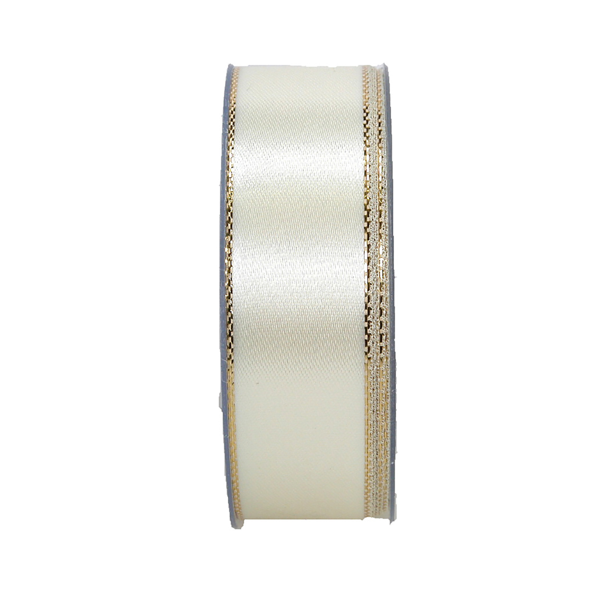 Double Face Satin weiß mit Goldkante