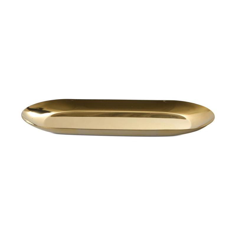 Teller oval Metall gold