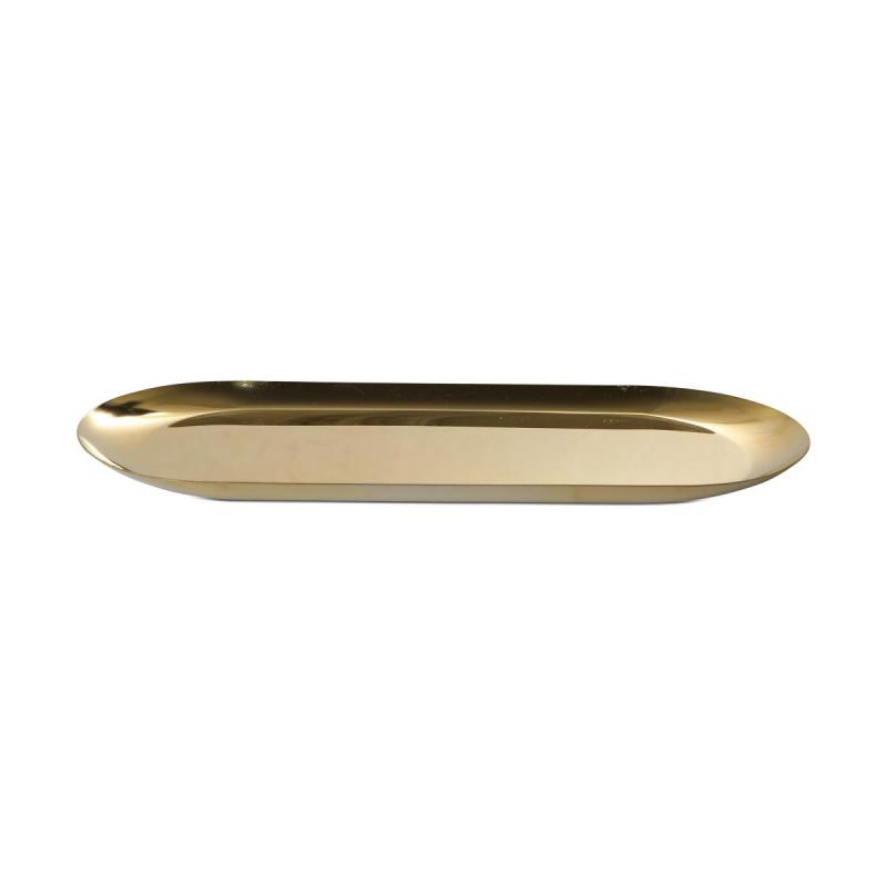 Teller oval Metall gold