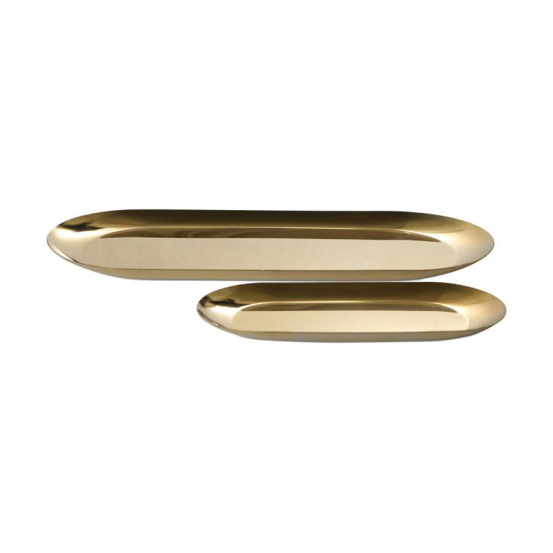 Teller oval Metall gold