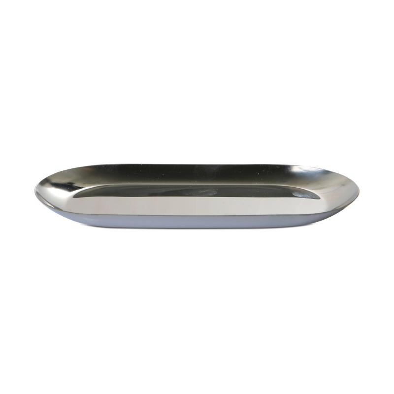 Teller oval Metall silber