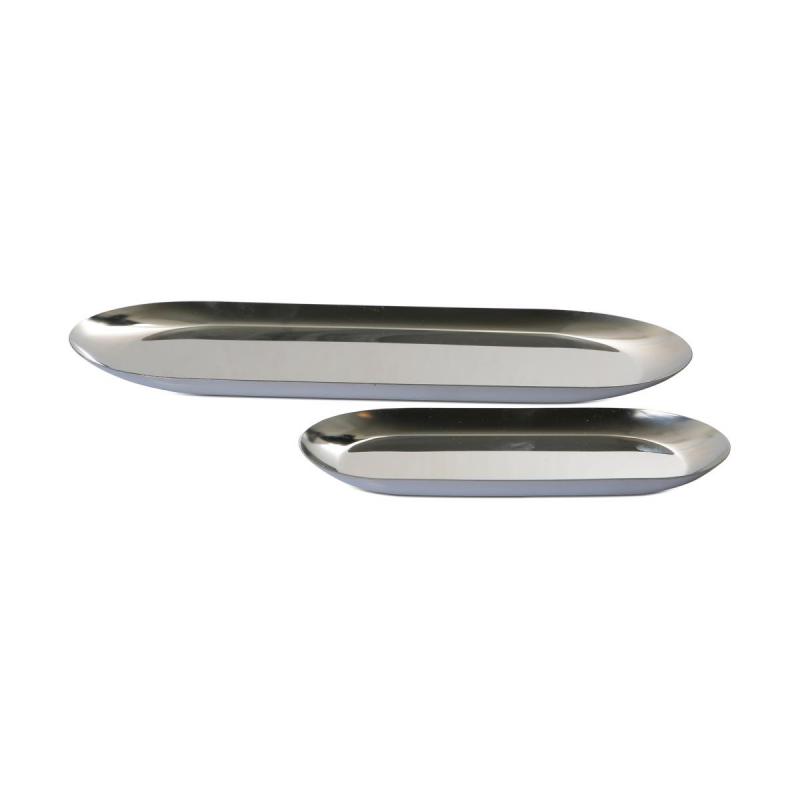 Teller oval Metall silber