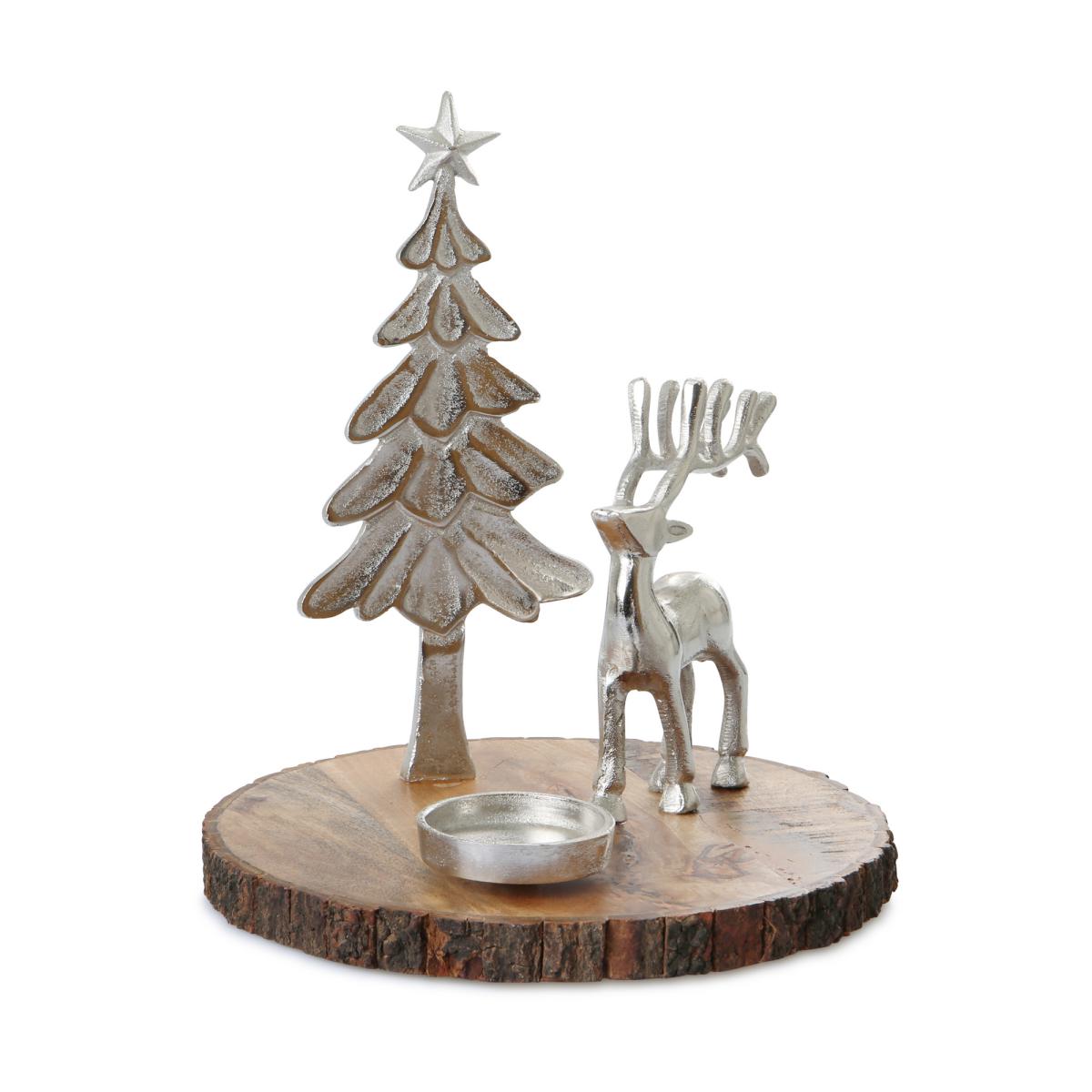 Kerzenhalter mit Rentier rund