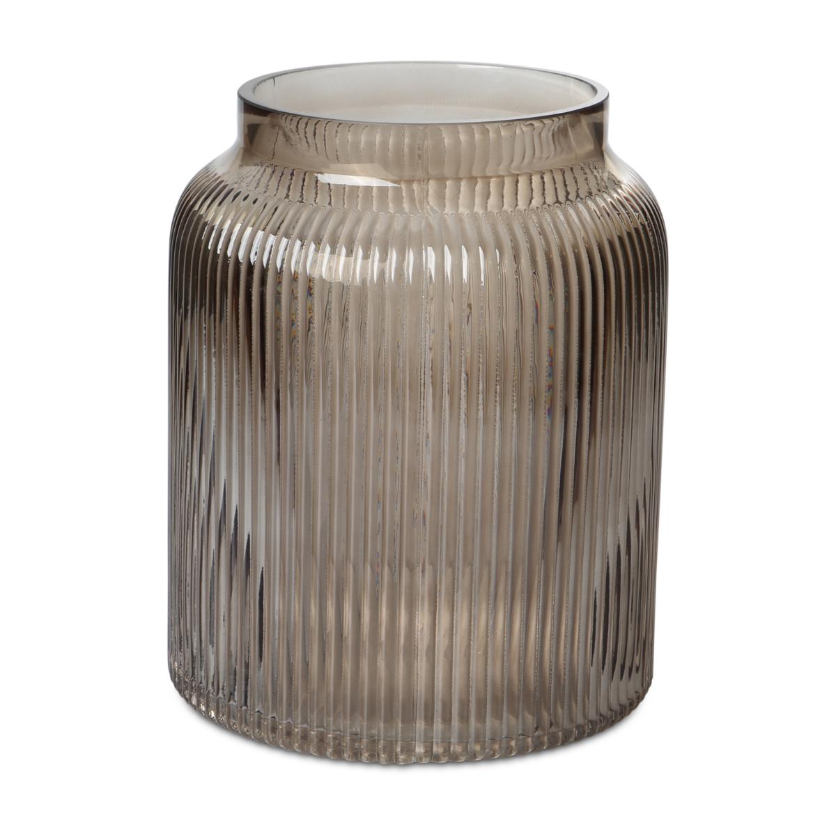 Vase gerillt grau
